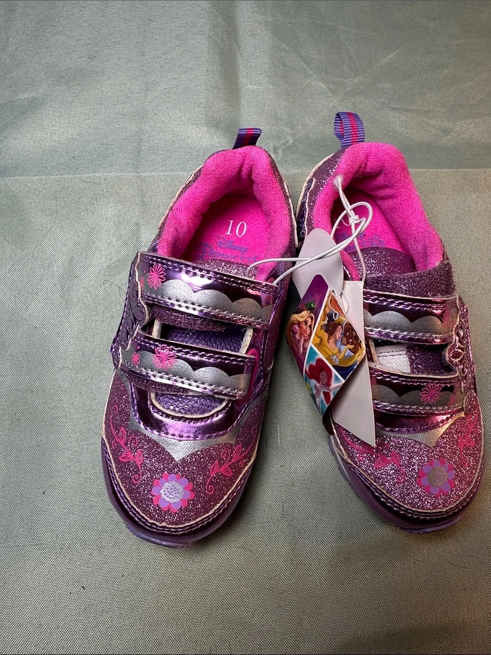 Disney Purple and Pink Glitter Velcro Sneakers